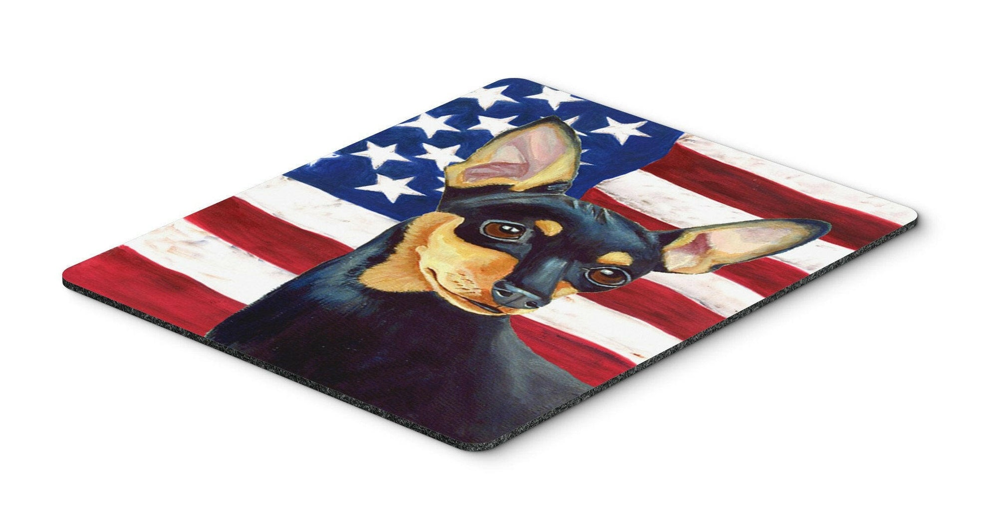 USA American Flag with Min Pin Mouse Pad, Hot Pad or Trivet by Caroline's Treasures