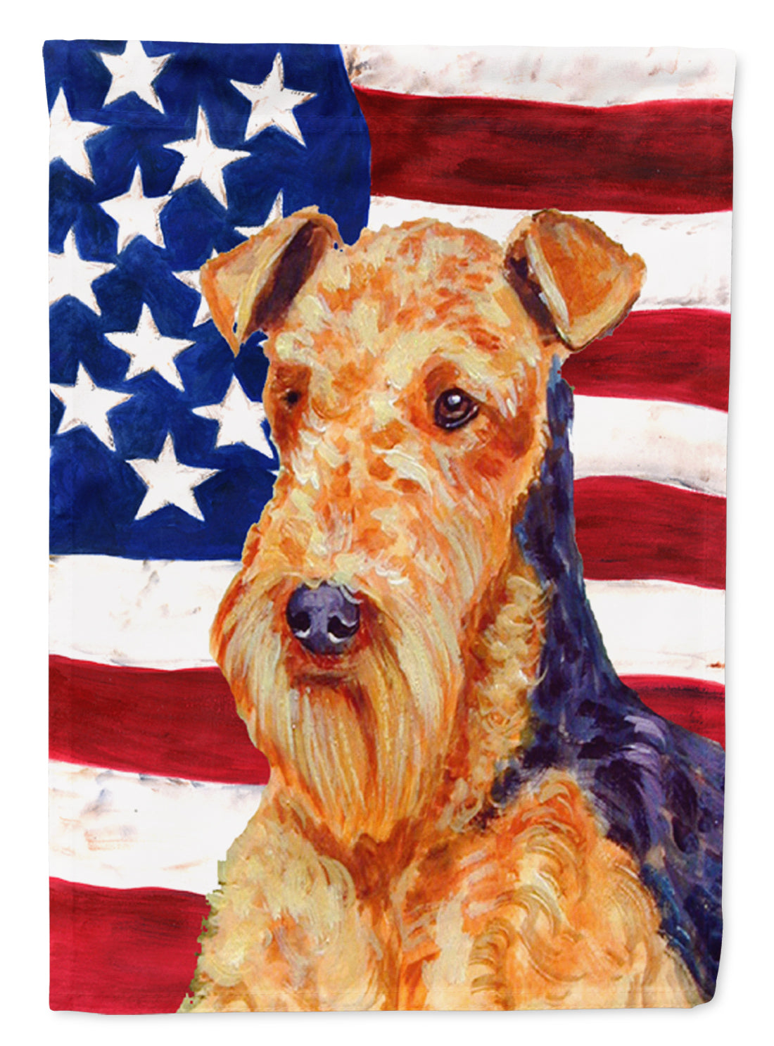 USA American Flag with Airedale Flag Canvas House Size  the-store.com.