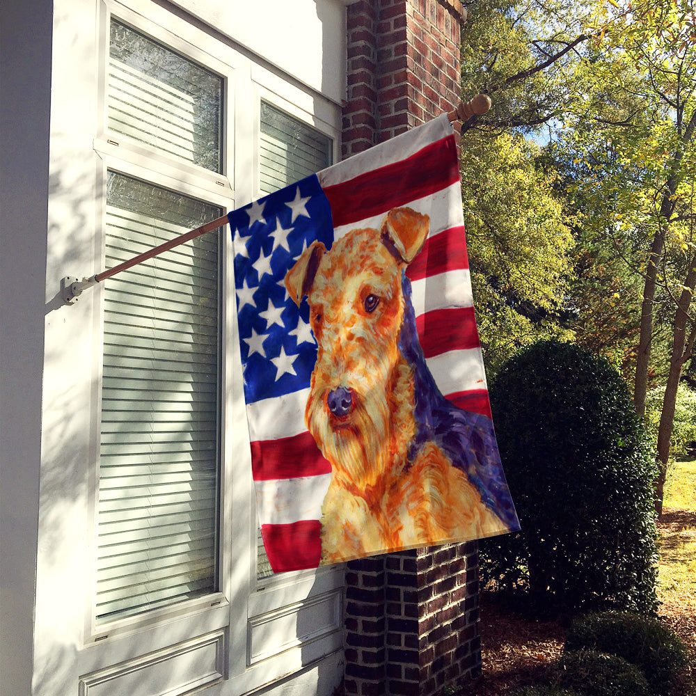 USA American Flag with Airedale Flag Canvas House Size  the-store.com.