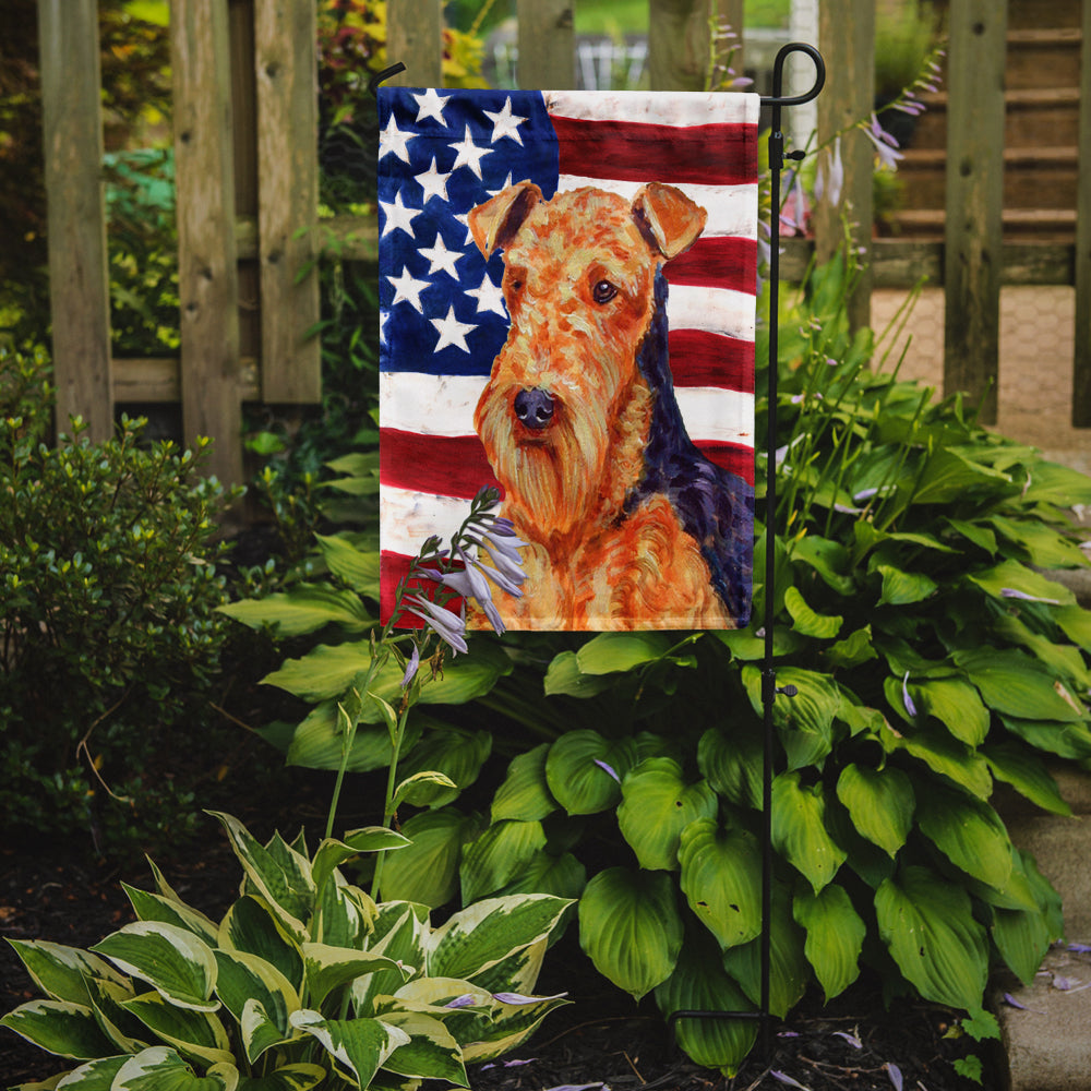 USA American Flag with Airedale Flag Garden Size.