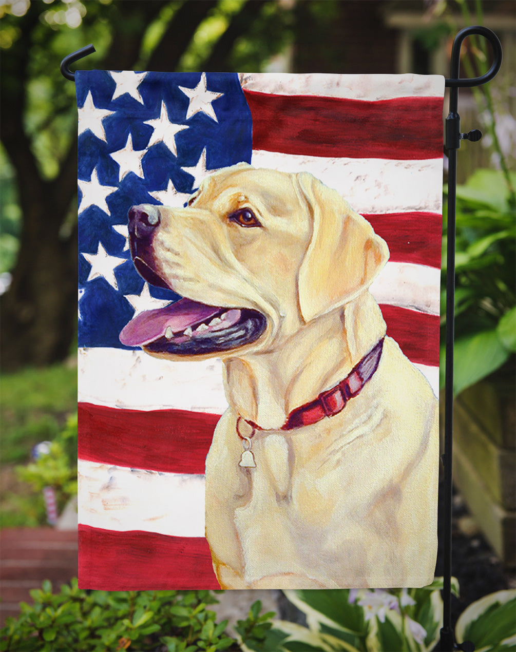 USA American Flag with Labrador Flag Garden Size.