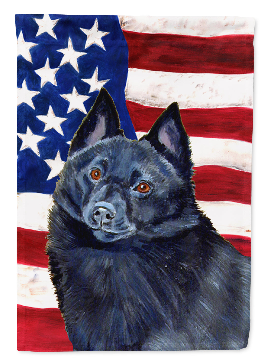 USA American Flag with Schipperke Flag Garden Size.