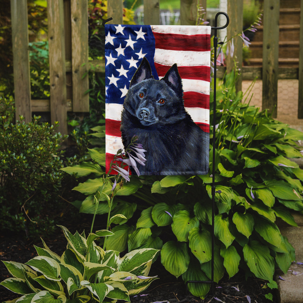 USA American Flag with Schipperke Flag Garden Size.