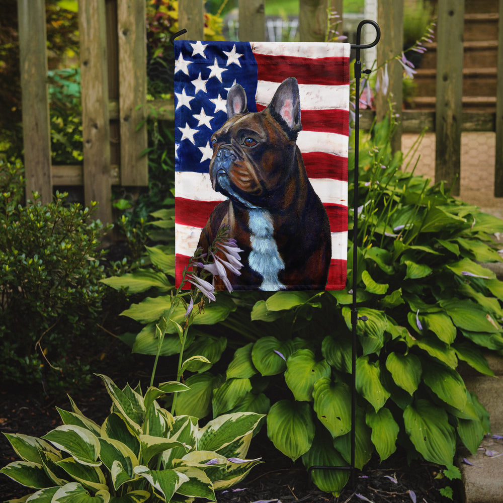 USA American Flag with French Bulldog Flag Garden Size.