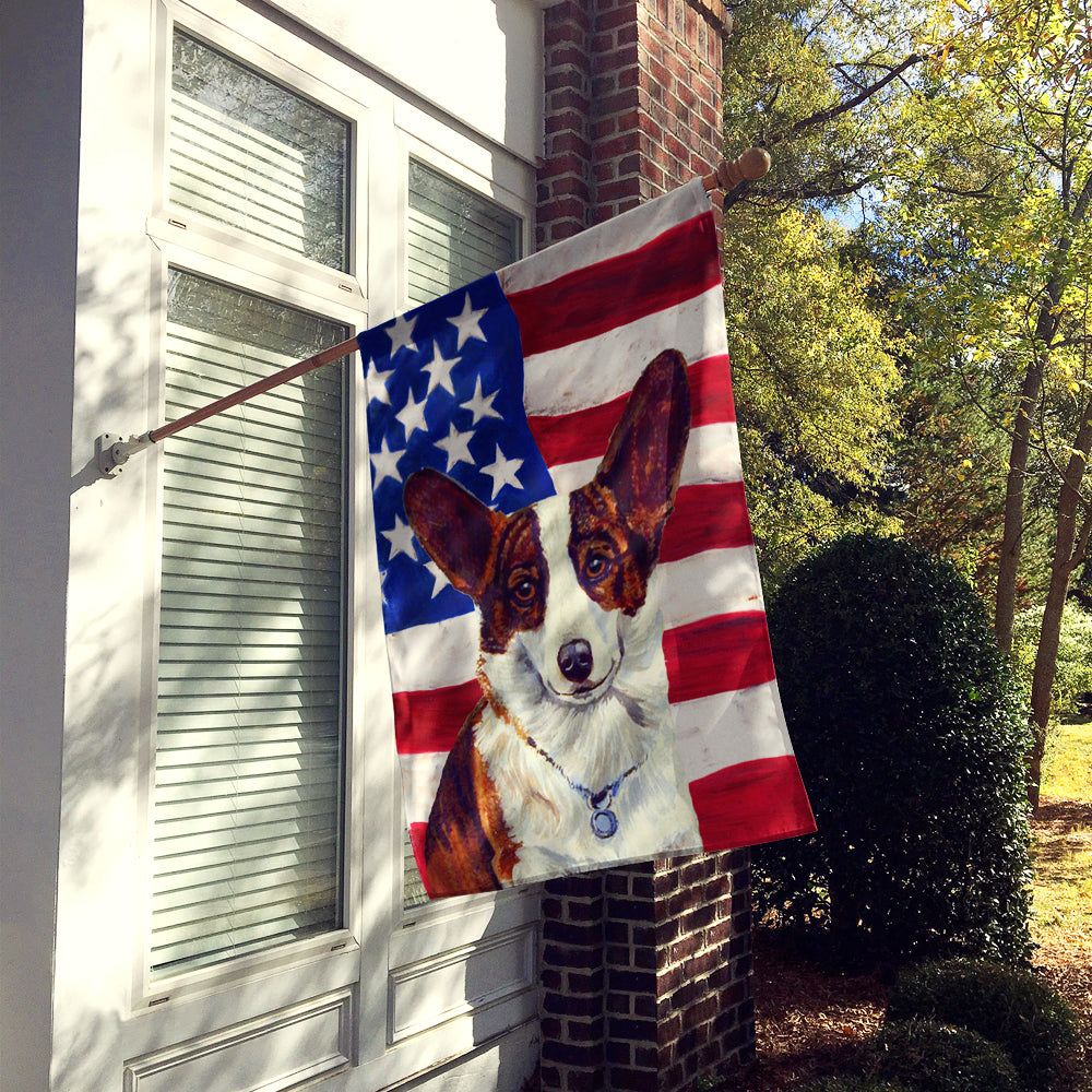 USA American Flag with Corgi Flag Canvas House Size  the-store.com.