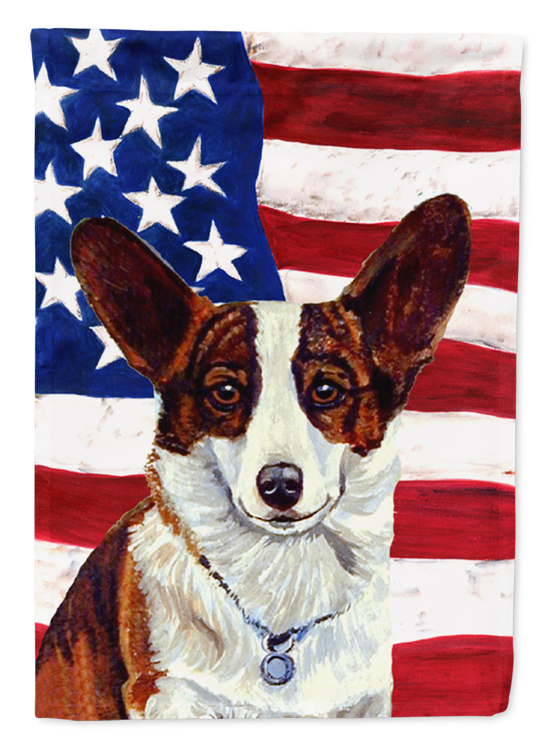 USA American Flag with Corgi Flag Canvas House Size  the-store.com.