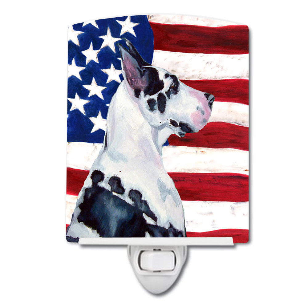 USA American Flag with Great Dane Ceramic Night Light LH9013CNL - the-store.com