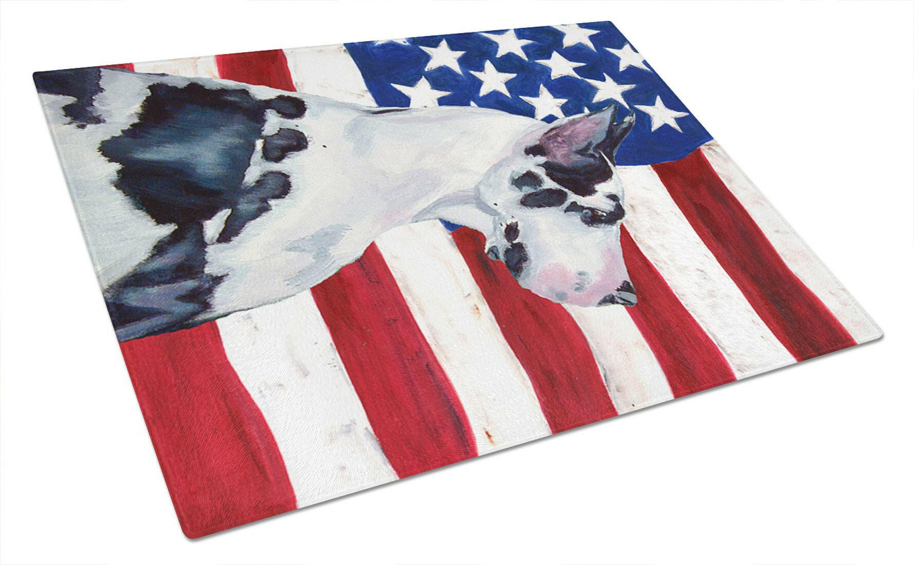 USA American Flag with Great Dane Glass Cutting Board Large by Caroline's Treasures