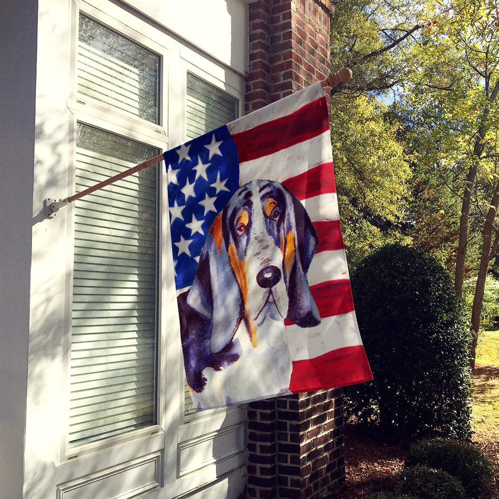 USA American Flag with Basset Hound Flag Canvas House Size  the-store.com.