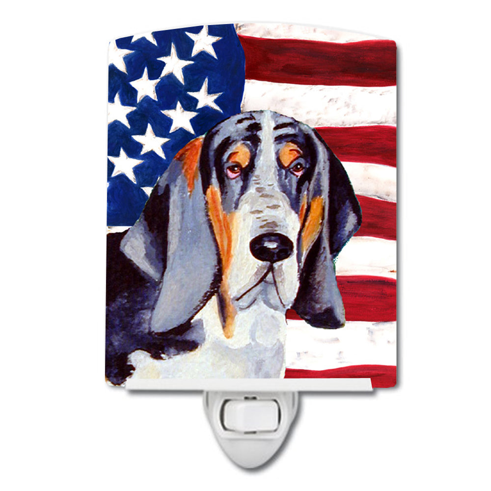 USA American Flag with Basset Hound Ceramic Night Light LH9014CNL - the-store.com