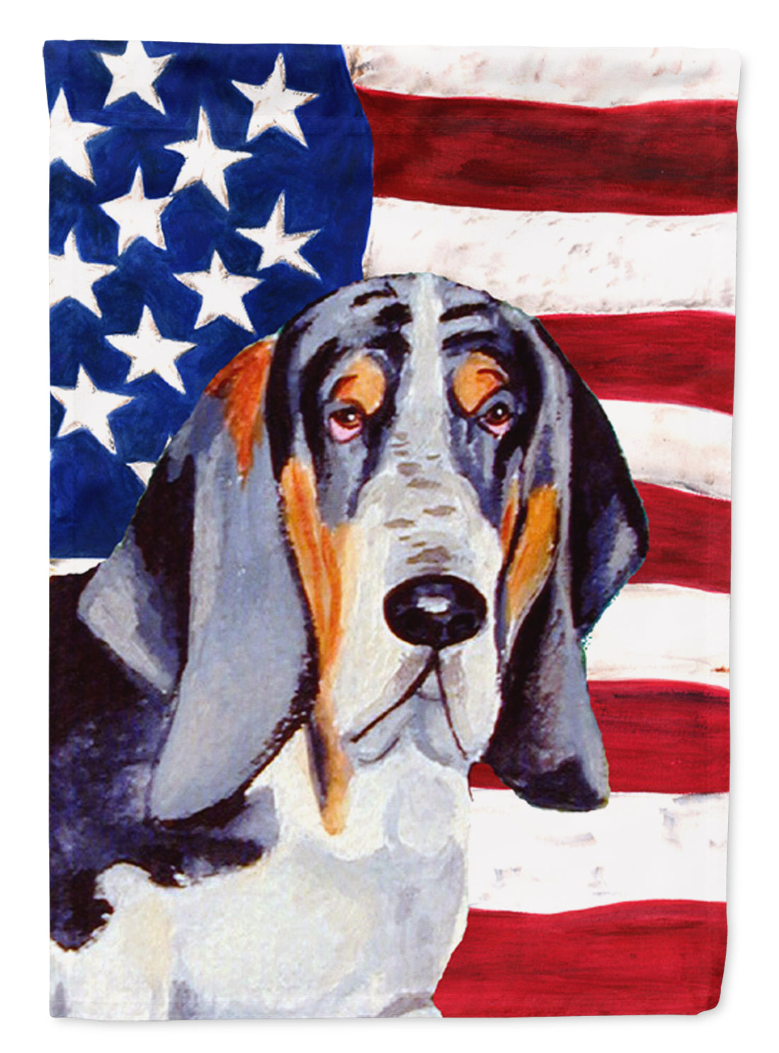 USA American Flag with Basset Hound Flag Garden Size.