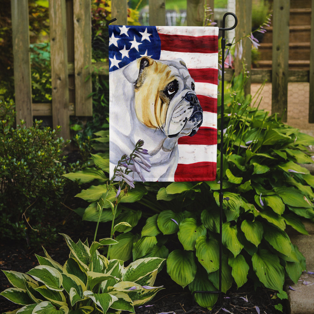 USA American Flag with English Bulldog Flag Garden Size.