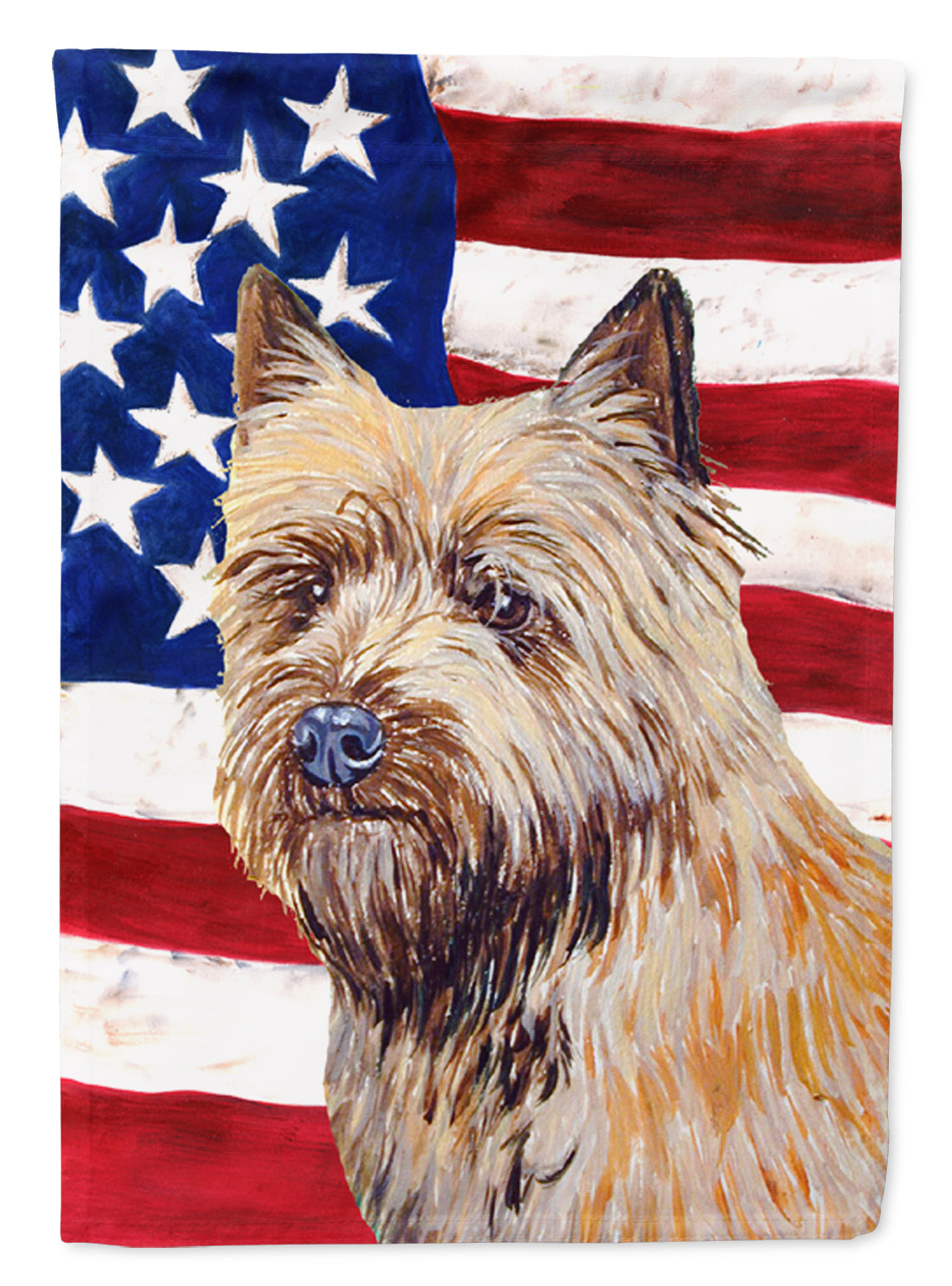 USA American Flag with Cairn Terrier Flag Garden Size.