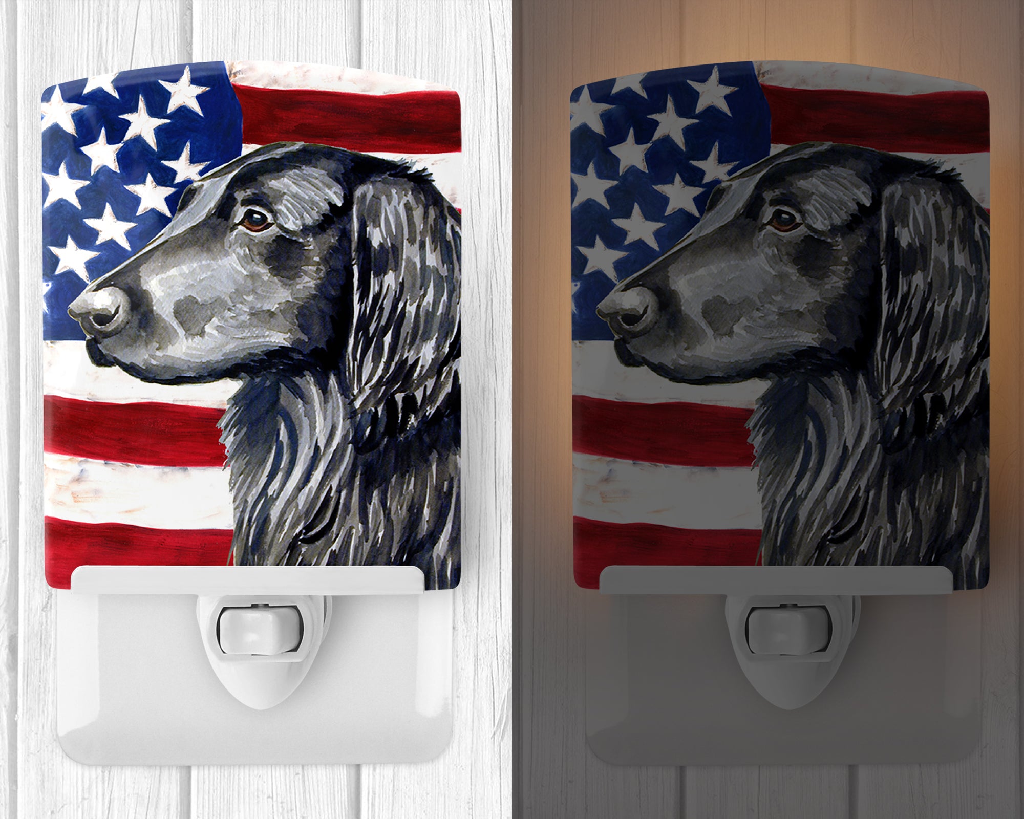 USA American Flag with Flat Coated Retriever Ceramic Night Light LH9021CNL - the-store.com