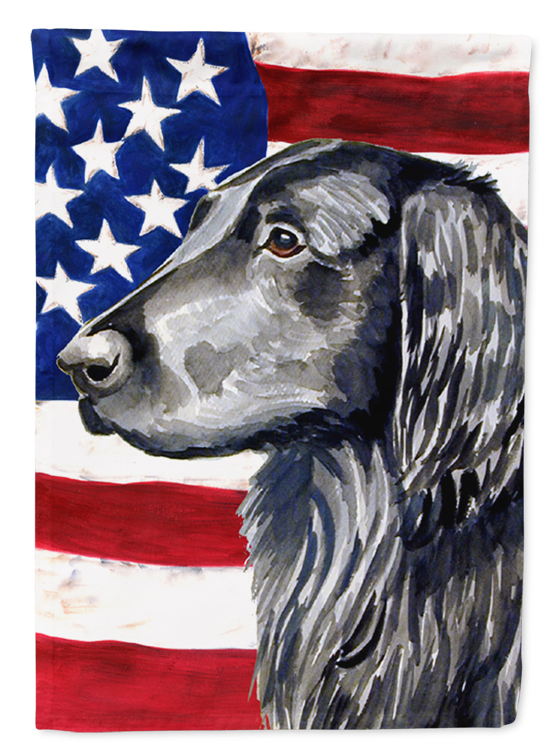 USA American Flag with Flat Coated Retriever Flag Garden Size.