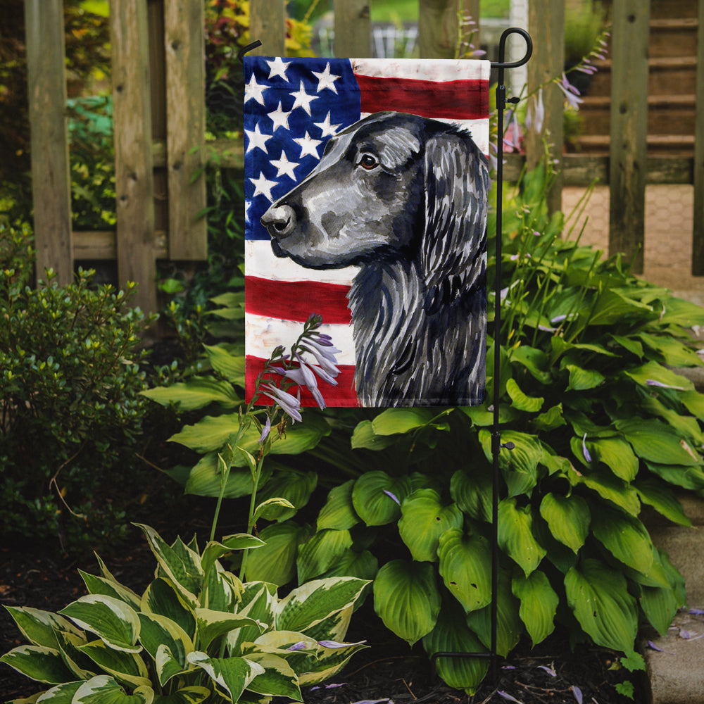 USA American Flag with Flat Coated Retriever Flag Garden Size.