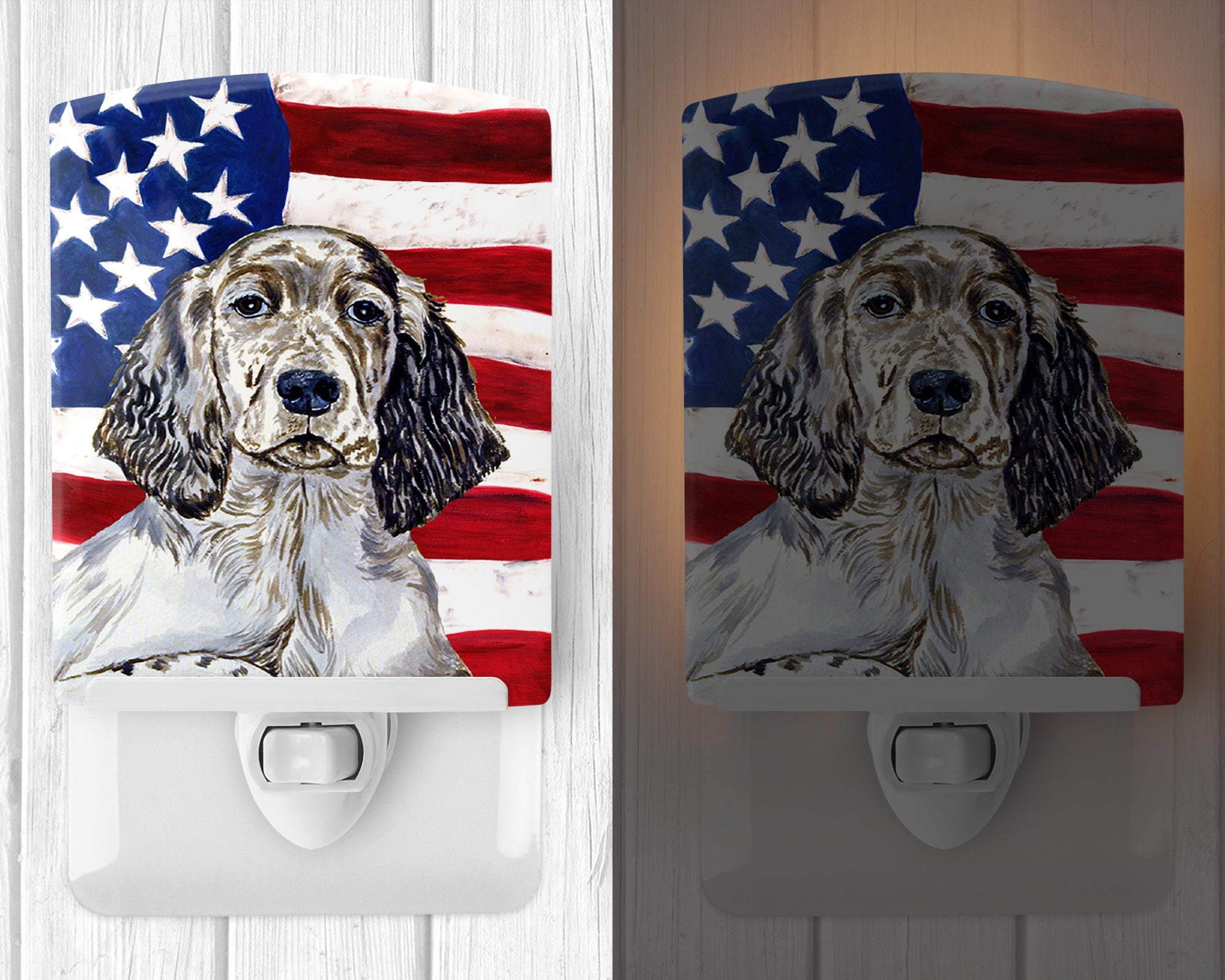 USA American Flag with English Setter Ceramic Night Light LH9022CNL - the-store.com