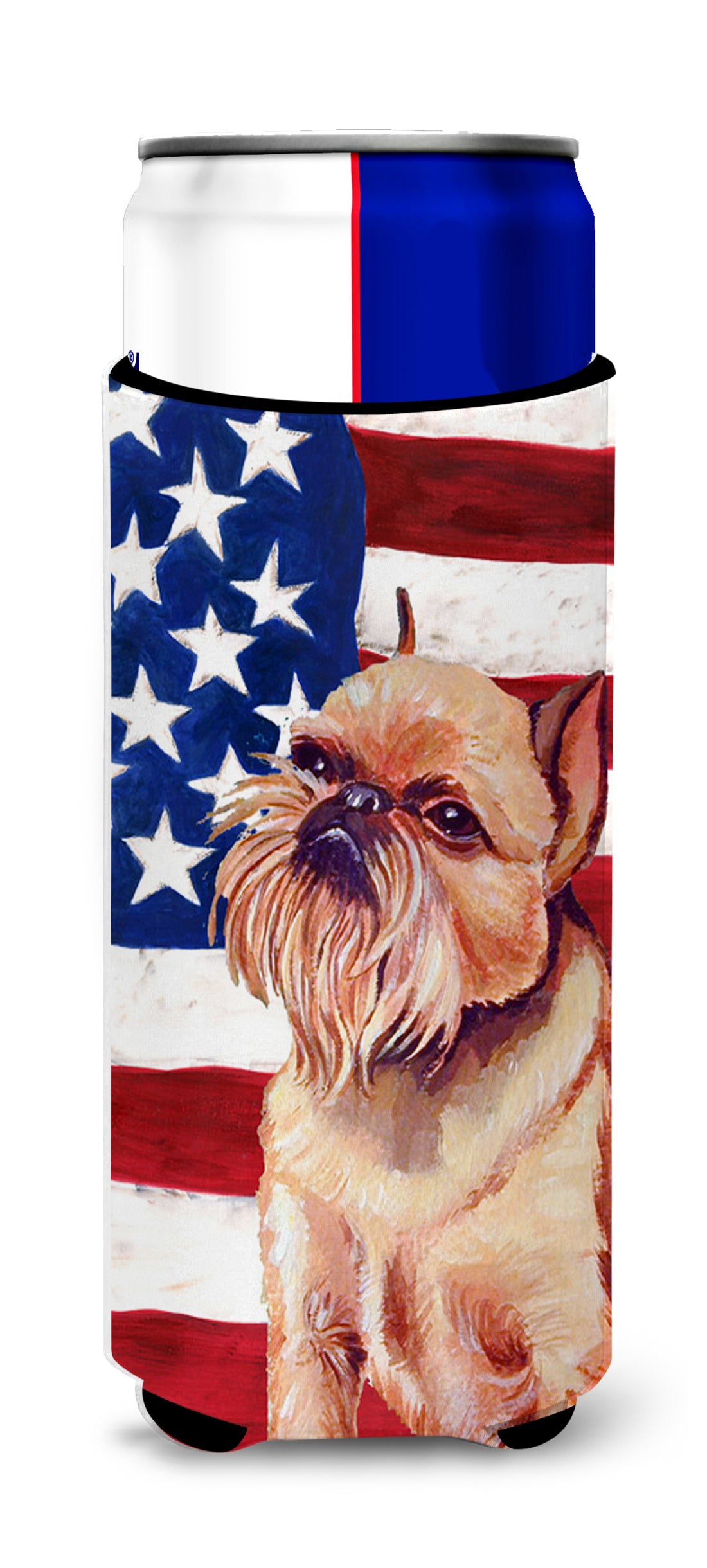 USA American Flag with Brussels Griffon Ultra Beverage Insulators for slim cans LH9023MUK.