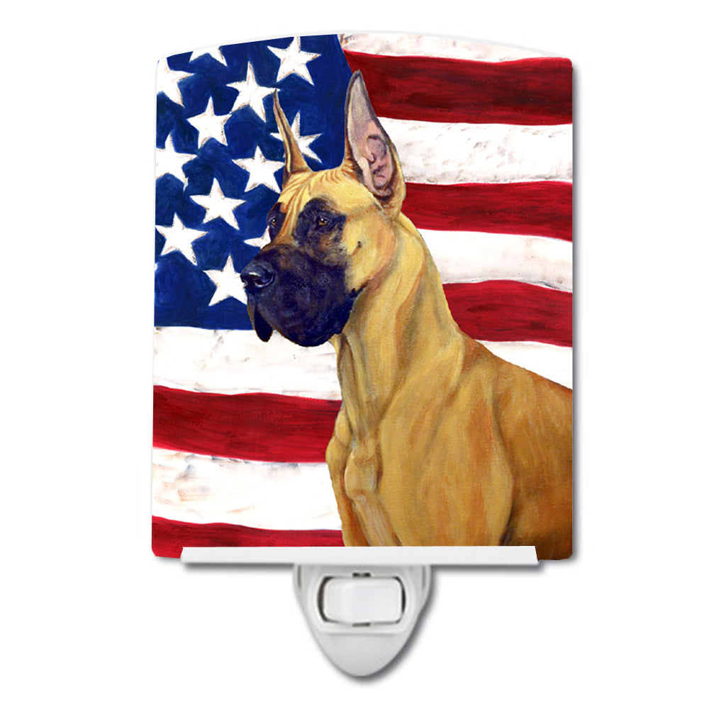 USA American Flag with Great Dane Ceramic Night Light LH9025CNL - the-store.com