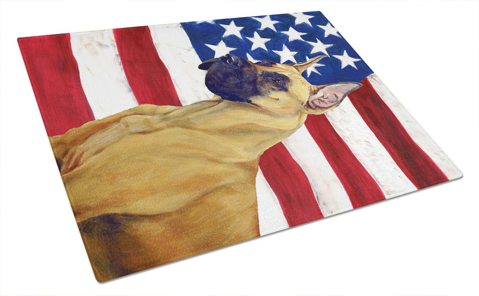 USA American Flag with Great Dane Glass Cutting Board Large by Caroline's Treasures