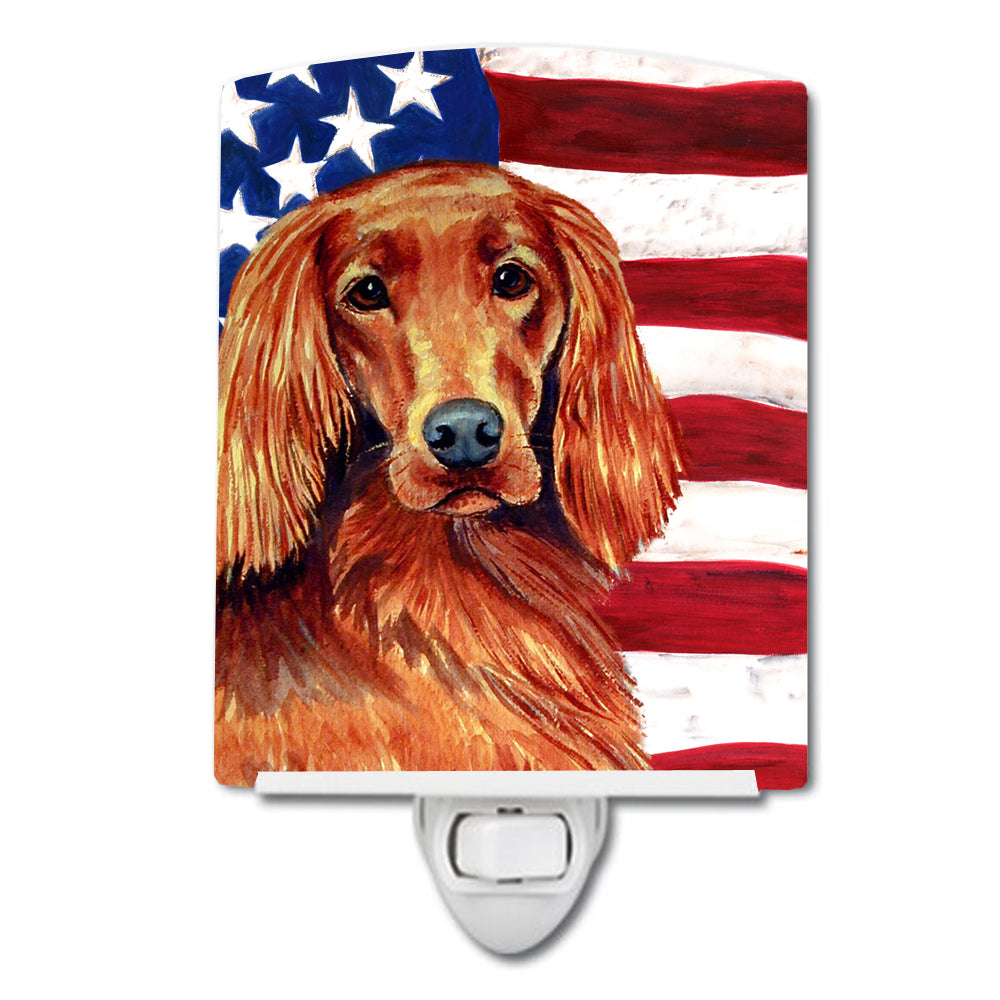 USA American Flag with Irish Setter Ceramic Night Light LH9028CNL - the-store.com