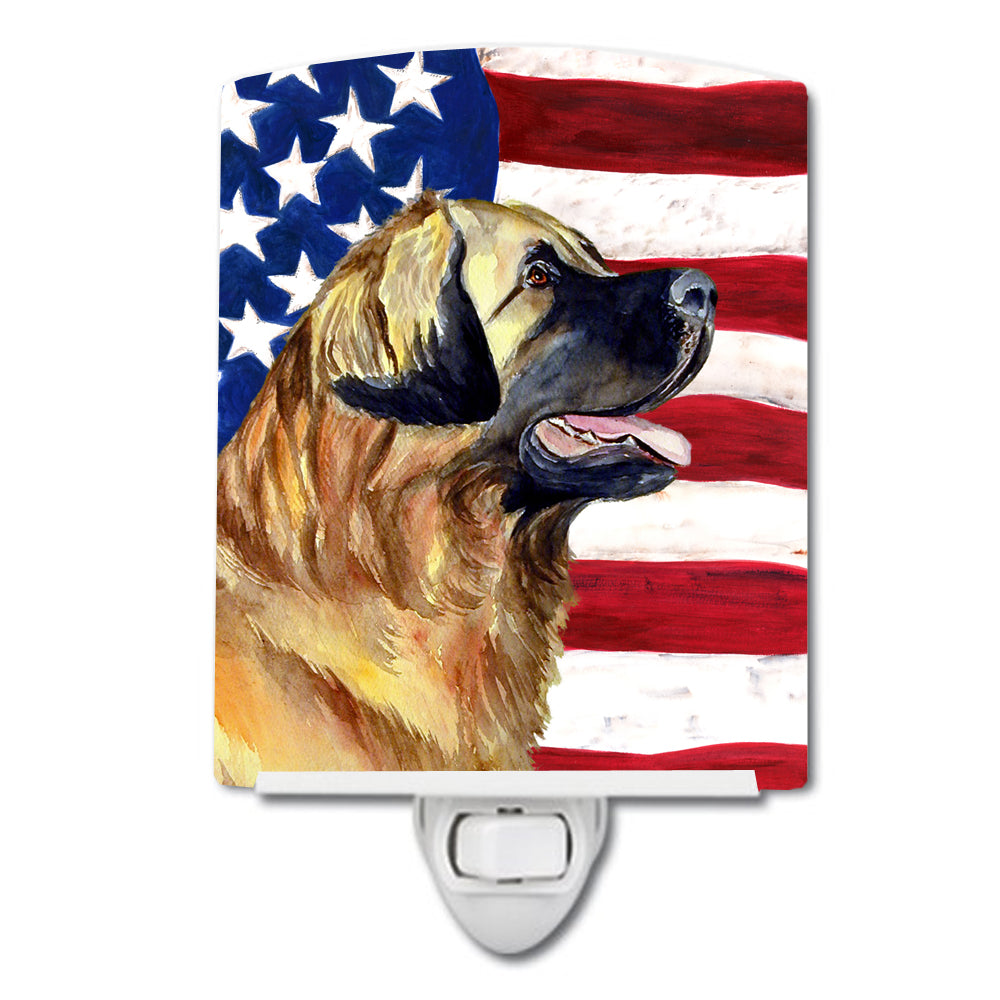 USA American Flag with Leonberger Ceramic Night Light LH9032CNL - the-store.com