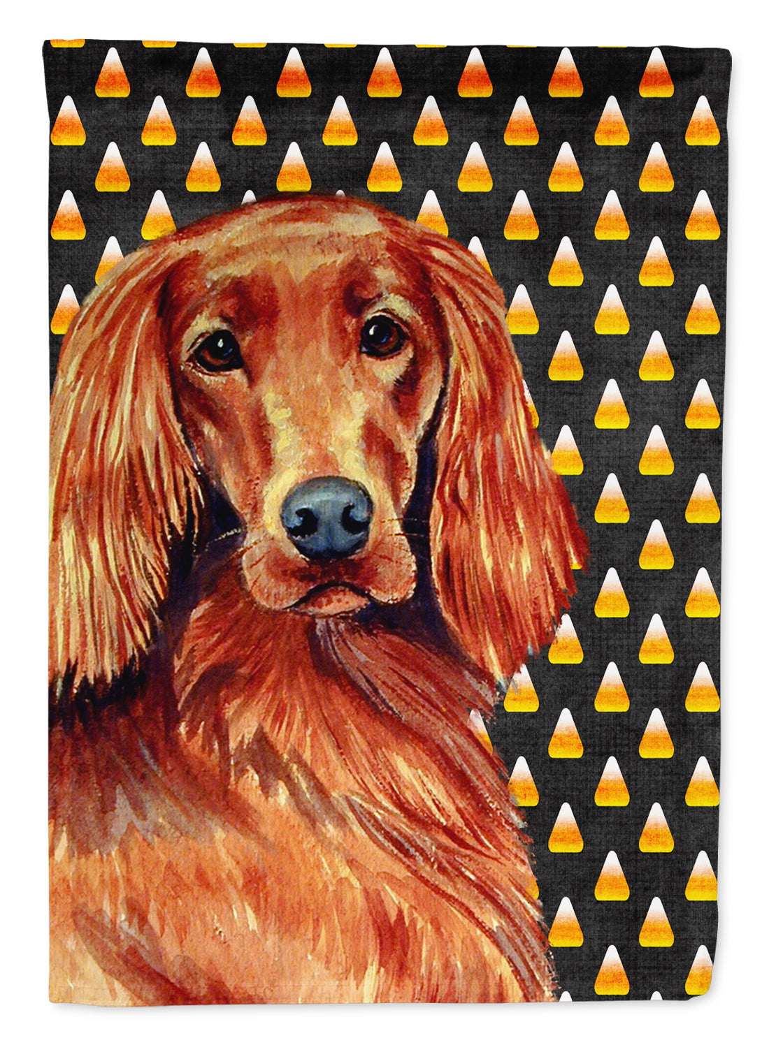 Irish Setter Candy Corn Halloween Portrait Flag Garden Size.