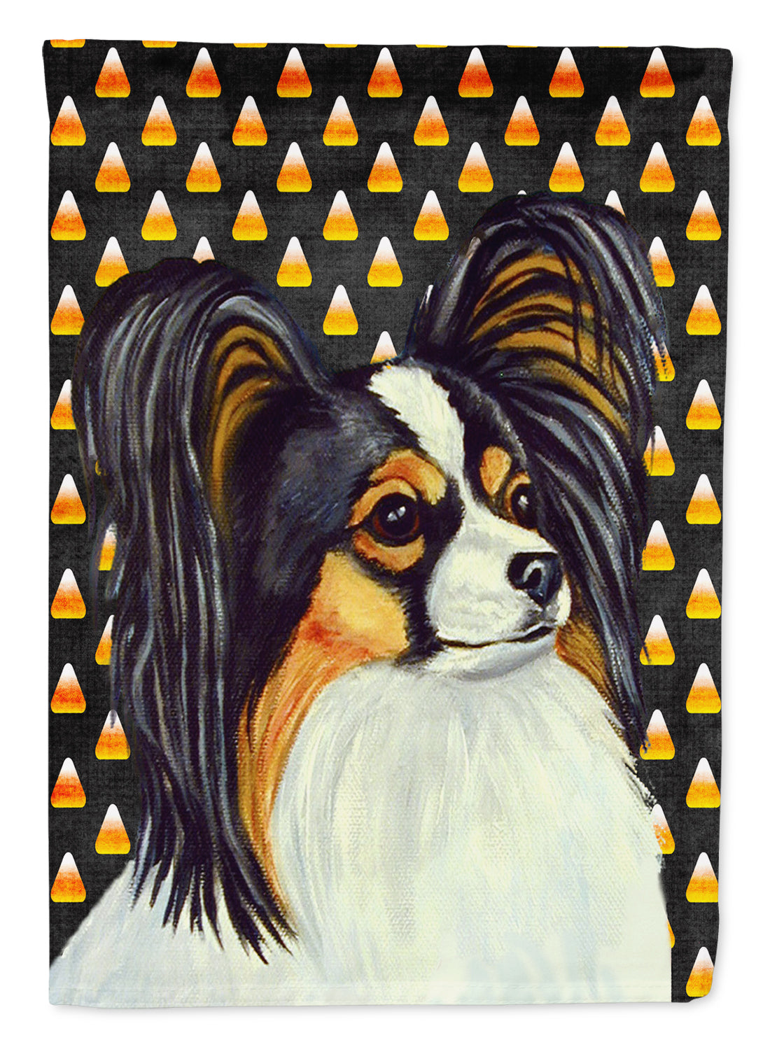 Papillon Candy Corn Halloween Portrait Flag Canvas House Size  the-store.com.