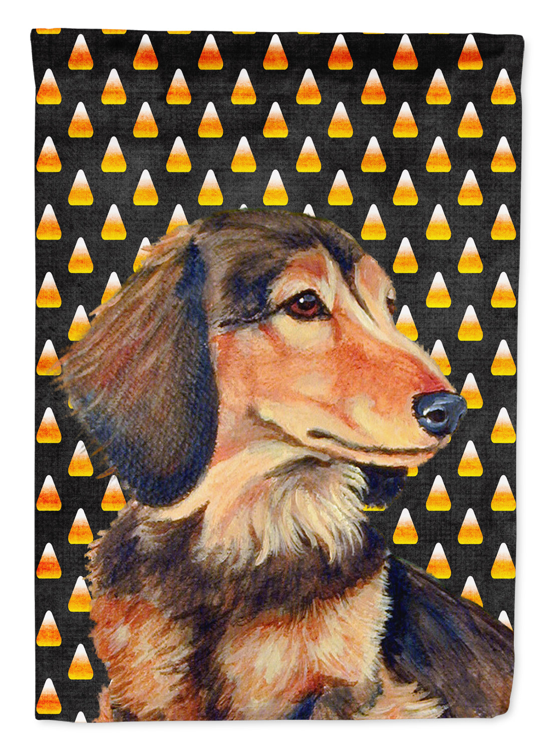 Dachshund Candy Corn Halloween Portrait Flag Canvas House Size  the-store.com.