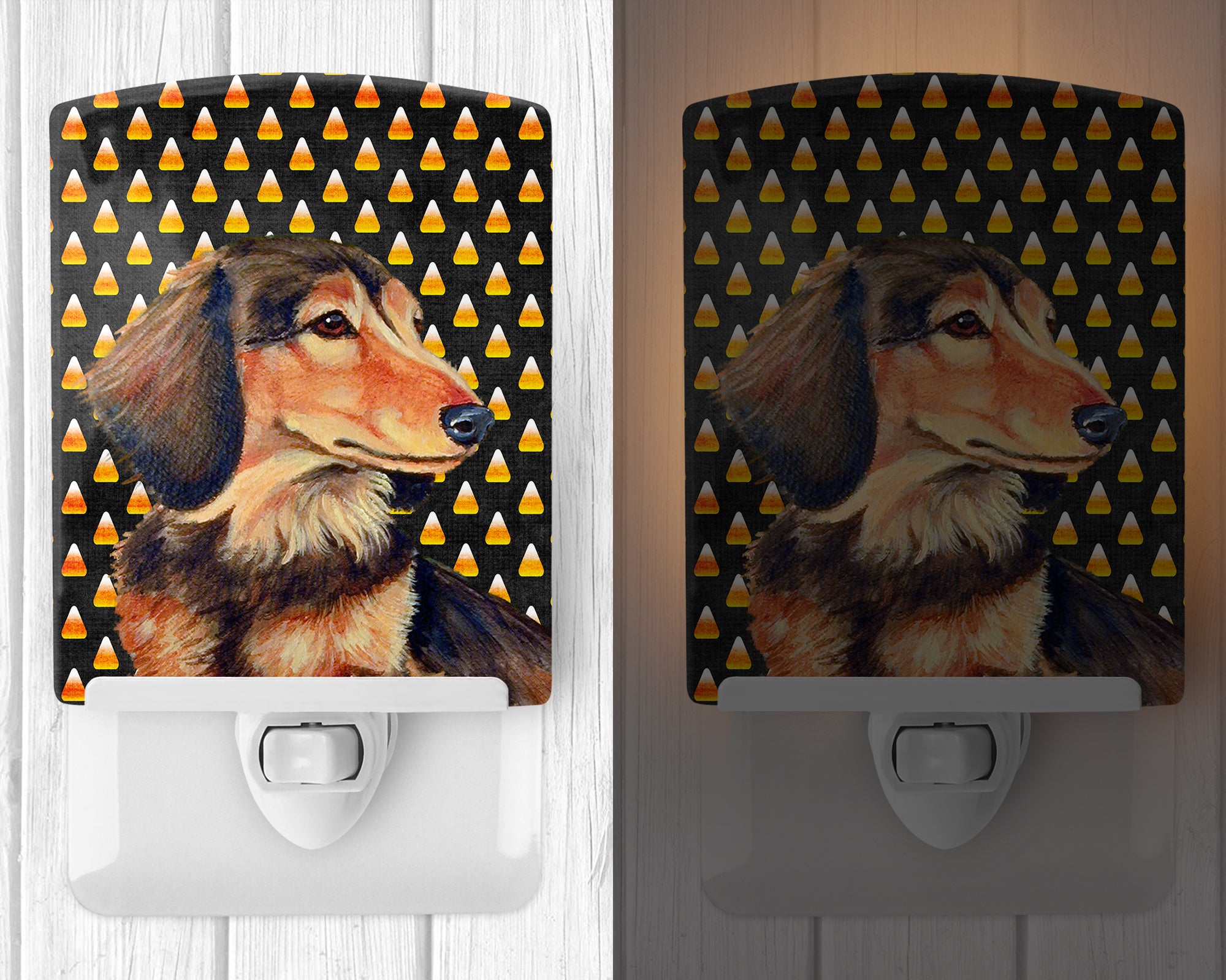 Dachshund Candy Corn Halloween Portrait Ceramic Night Light LH9041CNL - the-store.com