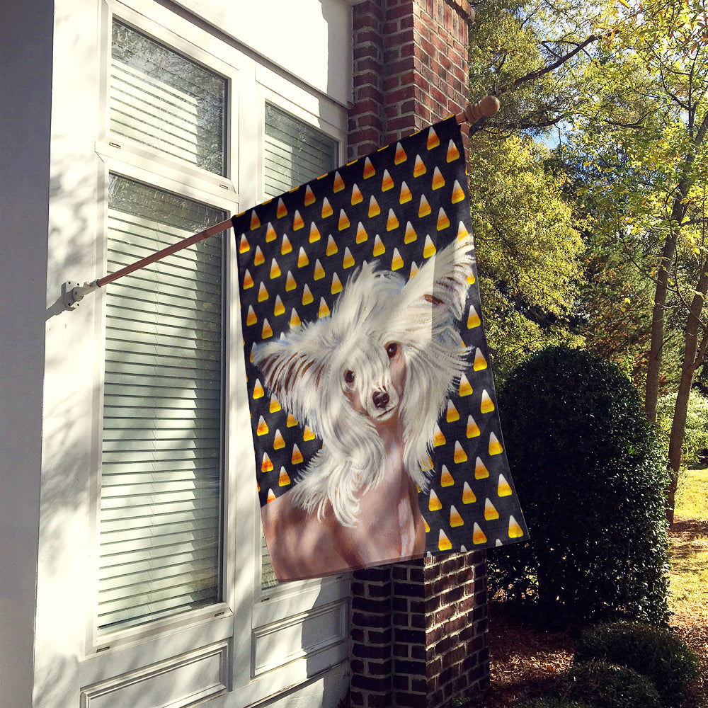 Chinese Crested Candy Corn Halloween Portrait Flag Canvas House Size  the-store.com.