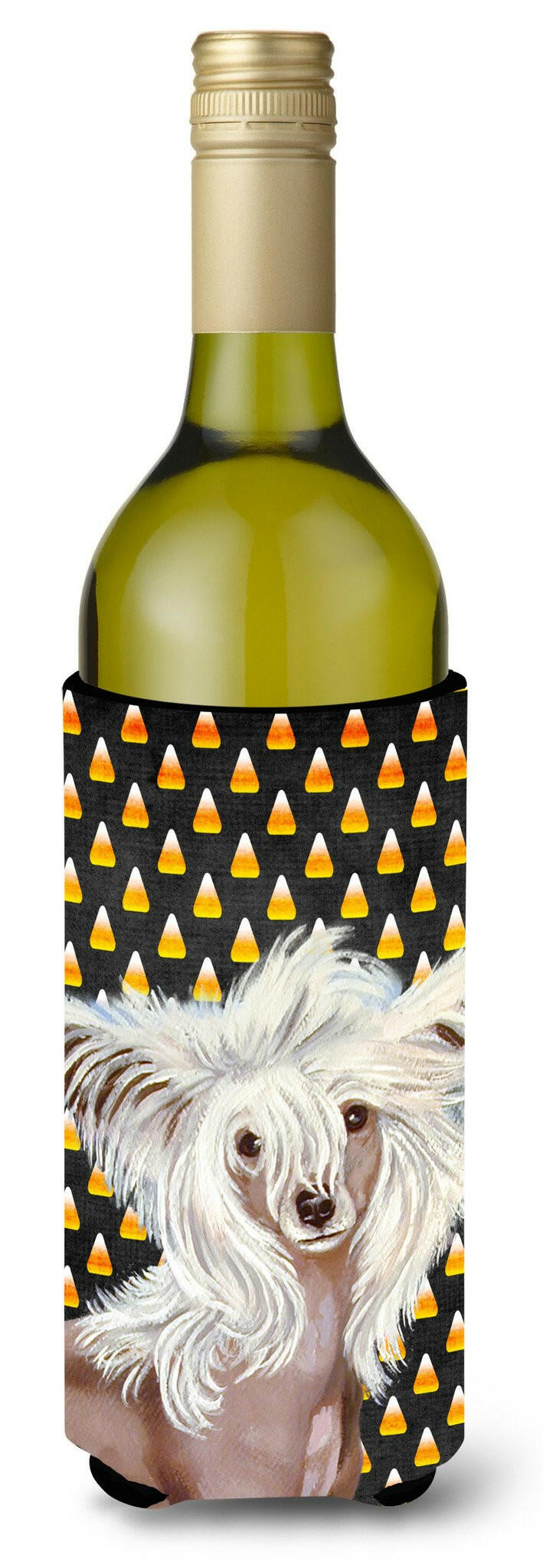 Chinese Crested Candy Corn Halloween Portrait Wine Bottle Beverage Insulator Beverage Insulator Hugger by Caroline&#39;s Treasures