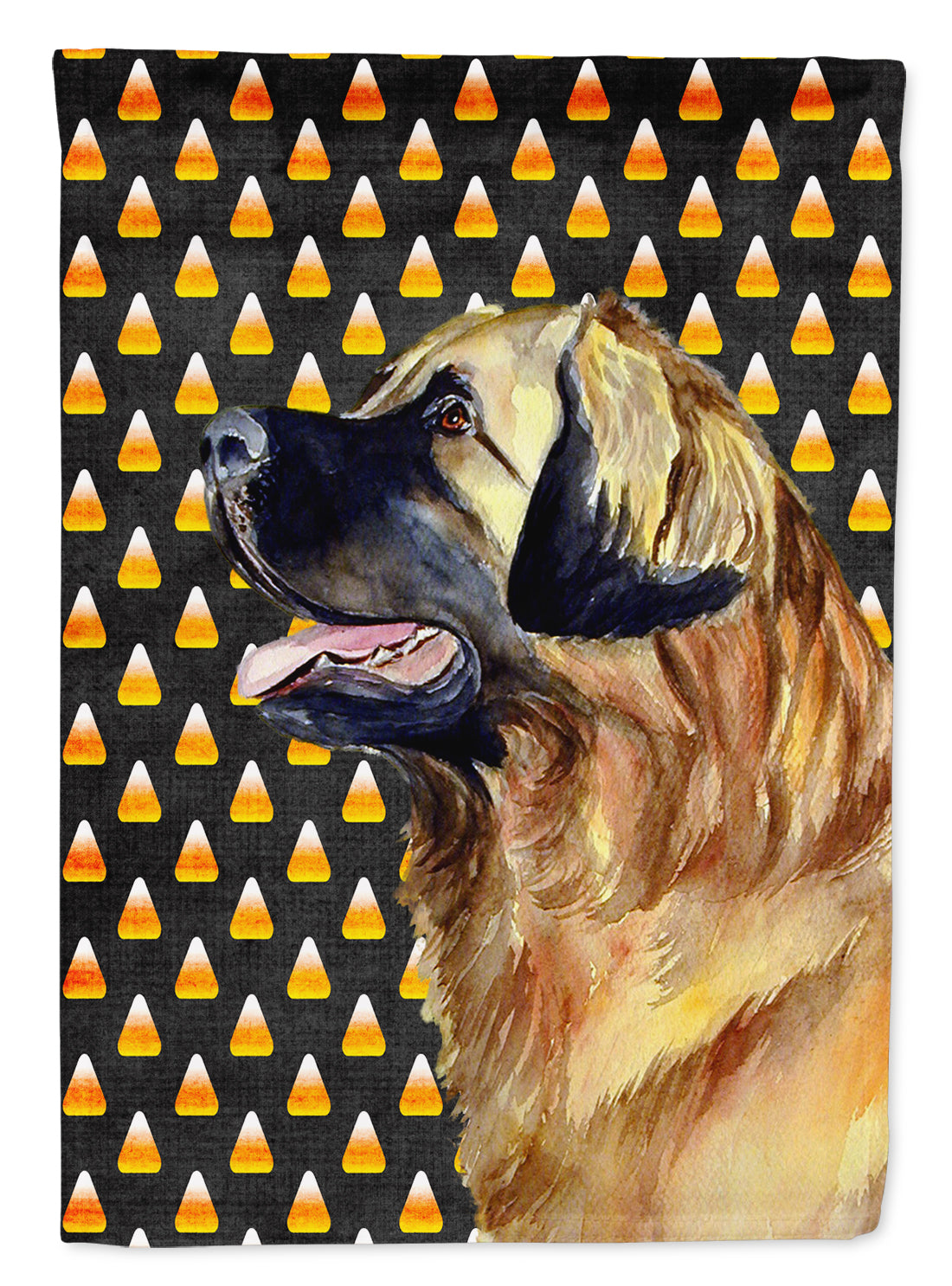 Leonberger Candy Corn Halloween Portrait Flag Canvas House Size  the-store.com.