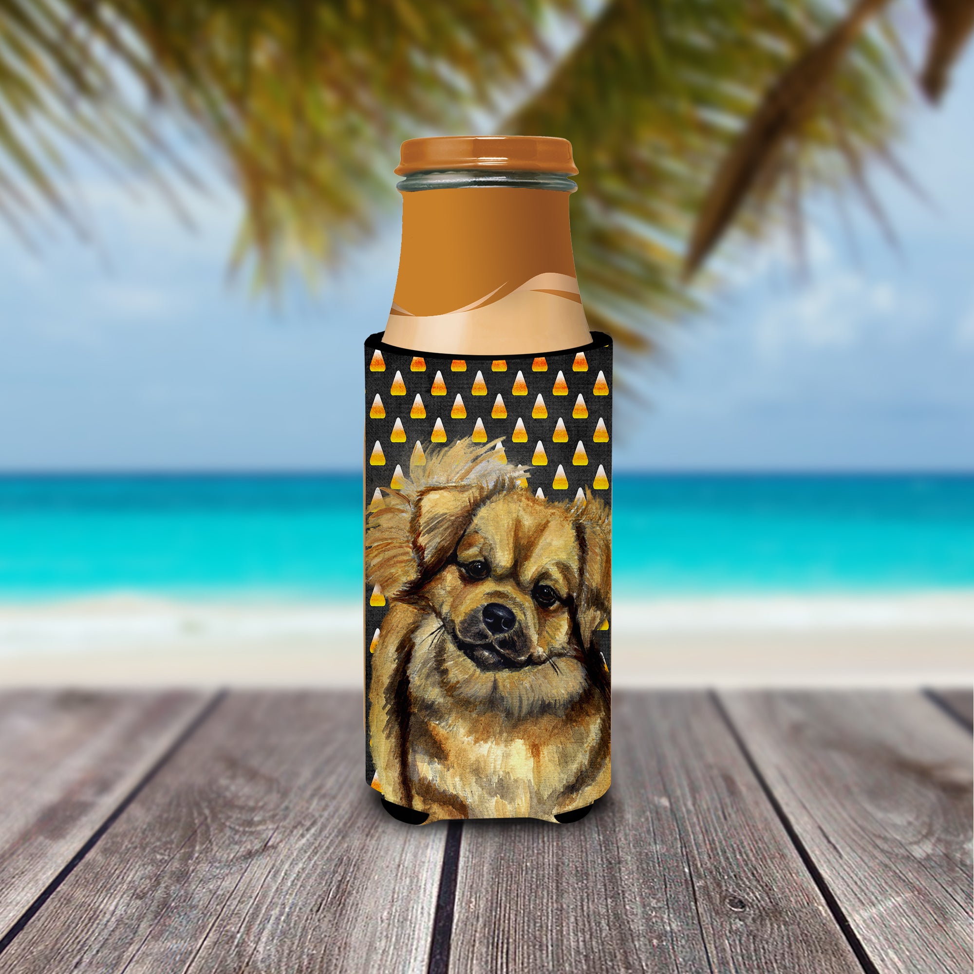 Tibetan Spaniel Candy Corn Halloween Portrait Ultra Beverage Insulators for slim cans LH9044MUK.