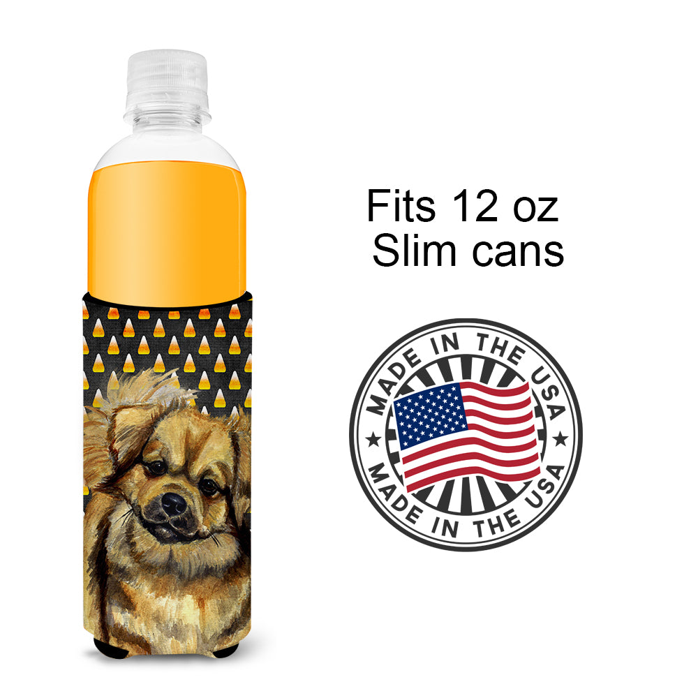 Tibetan Spaniel Candy Corn Halloween Portrait Ultra Beverage Insulators for slim cans LH9044MUK.