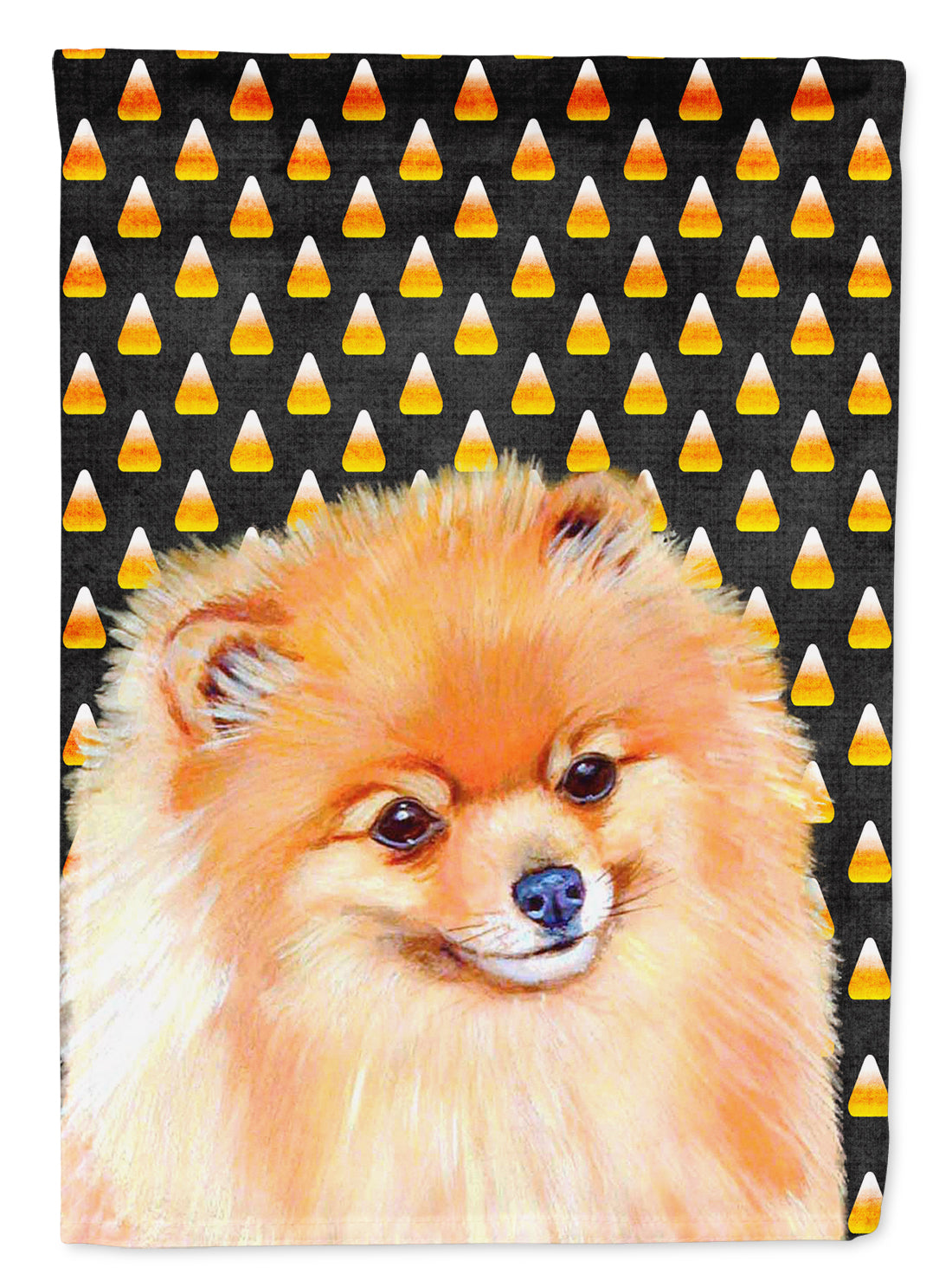 Pomeranian Candy Corn Halloween Portrait Flag Canvas House Size  the-store.com.