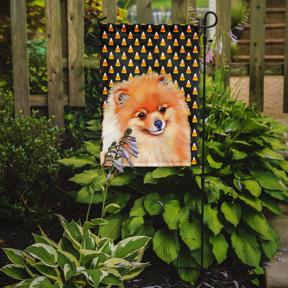 Pomeranian Candy Corn Halloween Portrait Flag Garden Size.