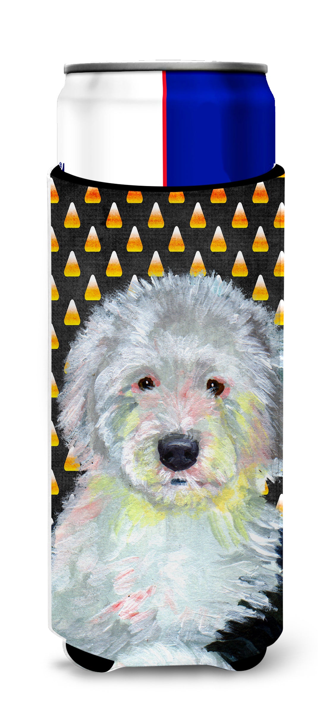 Old English Sheepdog Candy Corn Halloween Portrait Ultra Beverage Insulators for slim cans LH9046MUK.