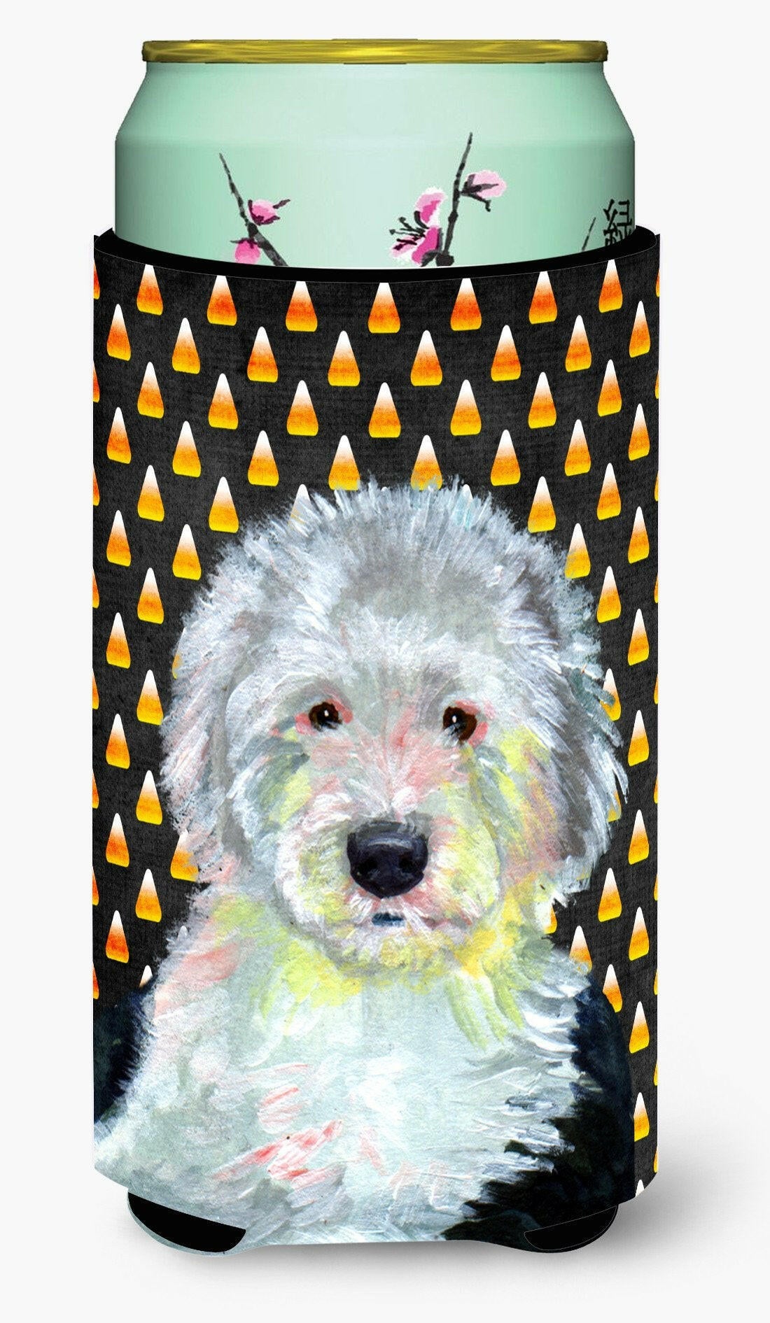 Old English Sheepdog Candy Corn Halloween Portrait  Tall Boy Beverage Insulator Beverage Insulator Hugger by Caroline&#39;s Treasures