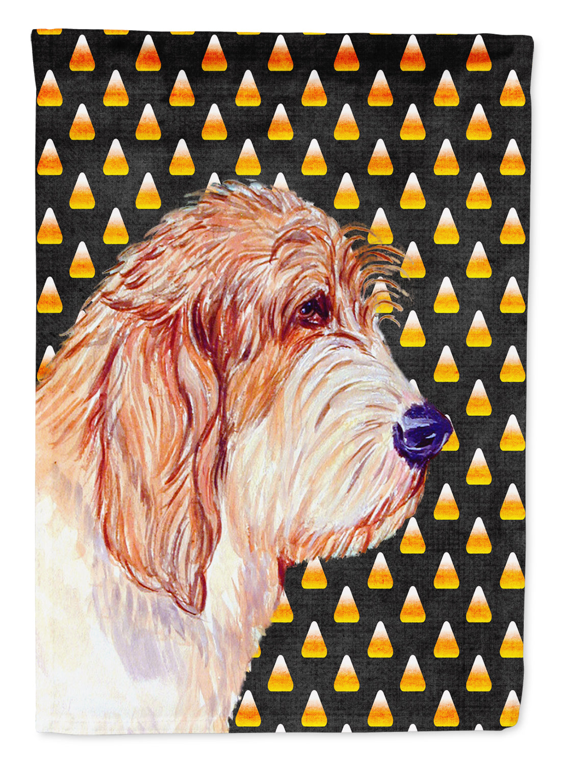 Petit Basset Griffon Vendeen Candy Corn Halloween  Flag Canvas House Size  the-store.com.