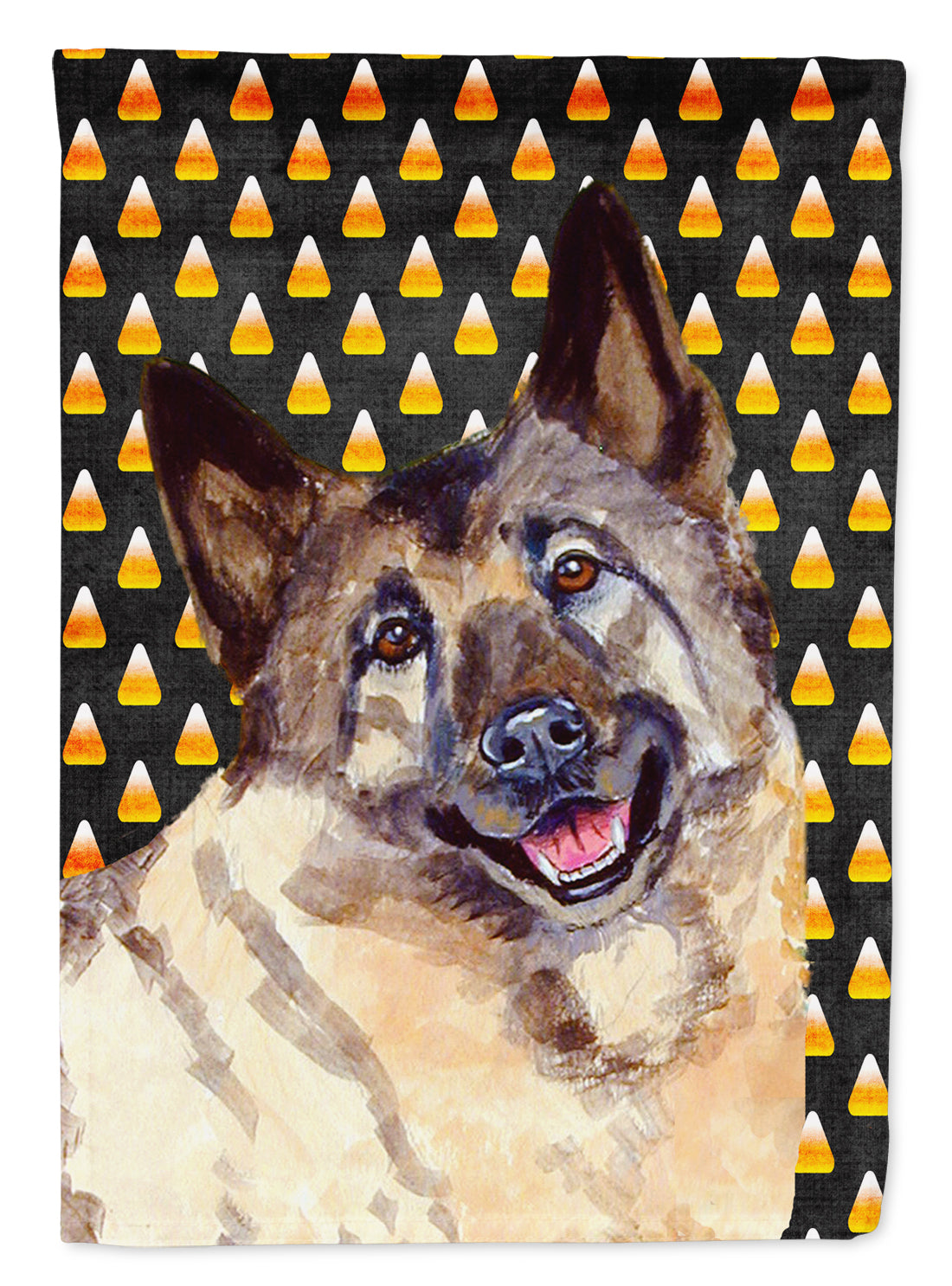 Norwegian Elkhound Candy Corn Halloween Portrait Flag Canvas House Size  the-store.com.