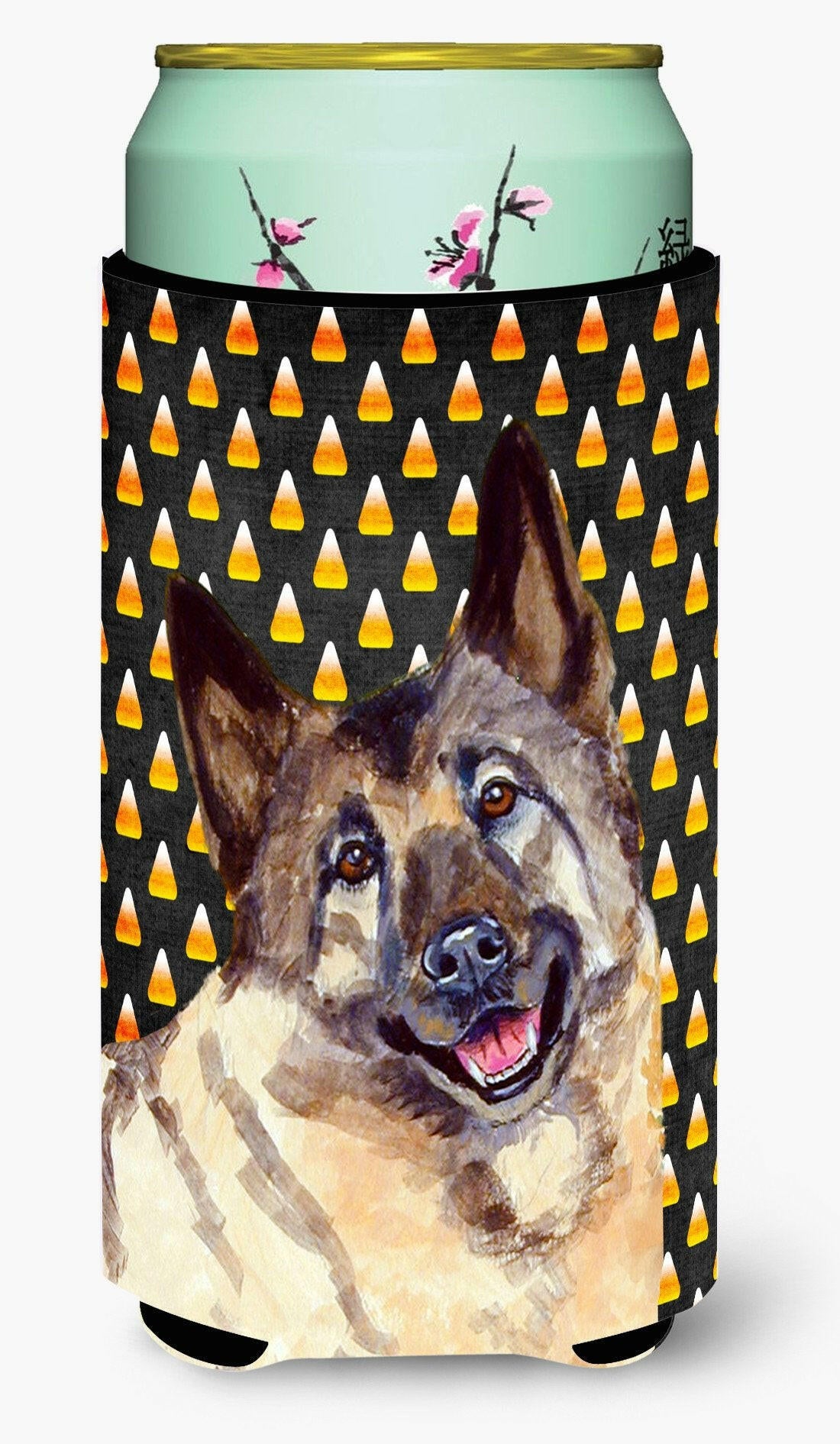 Norwegian Elkhound Candy Corn Halloween Portrait  Tall Boy Beverage Insulator Beverage Insulator Hugger by Caroline&#39;s Treasures