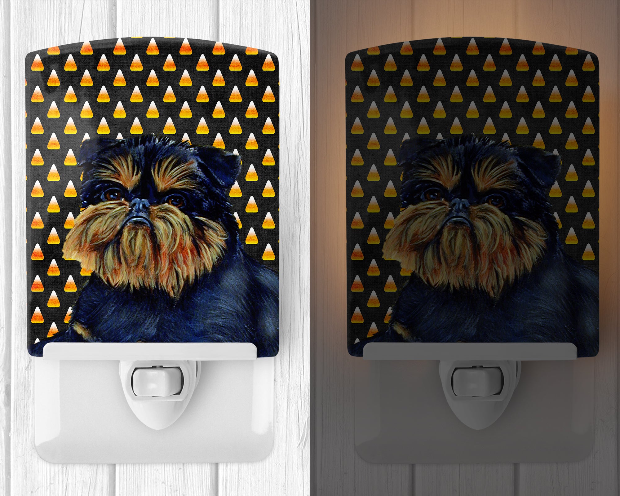 Brussels Griffon Candy Corn Halloween Portrait Ceramic Night Light LH9049CNL - the-store.com