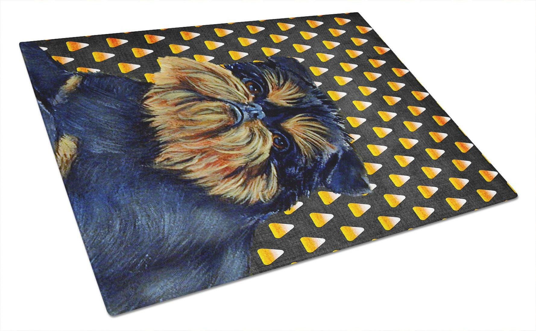 Brussels Griffon Candy Corn Halloween Portrait Glass Cutting Board Large by Caroline's Treasures