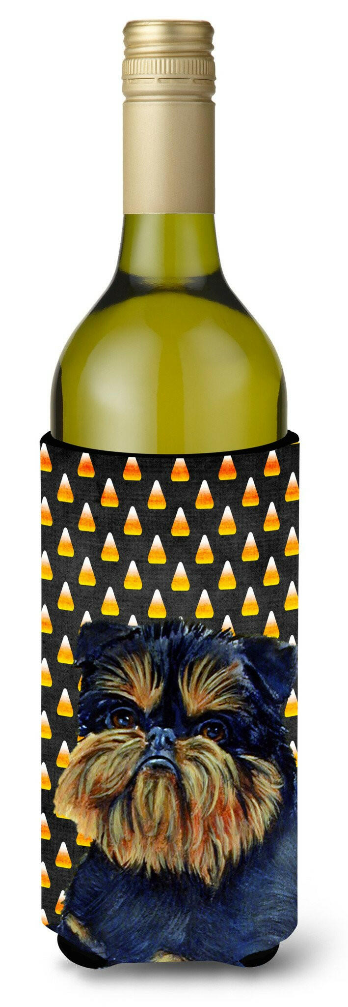 Brussels Griffon Candy Corn Halloween Portrait Wine Bottle Beverage Insulator Beverage Insulator Hugger by Caroline's Treasures