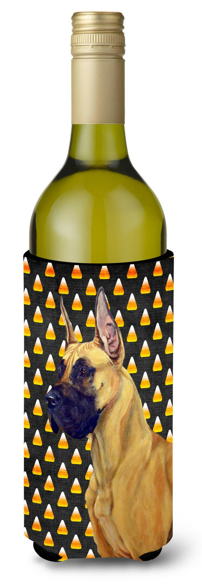 Great Dane Candy Corn Halloween Portrait Wine Bottle Beverage Insulator Beverage Insulator Hugger by Caroline's Treasures