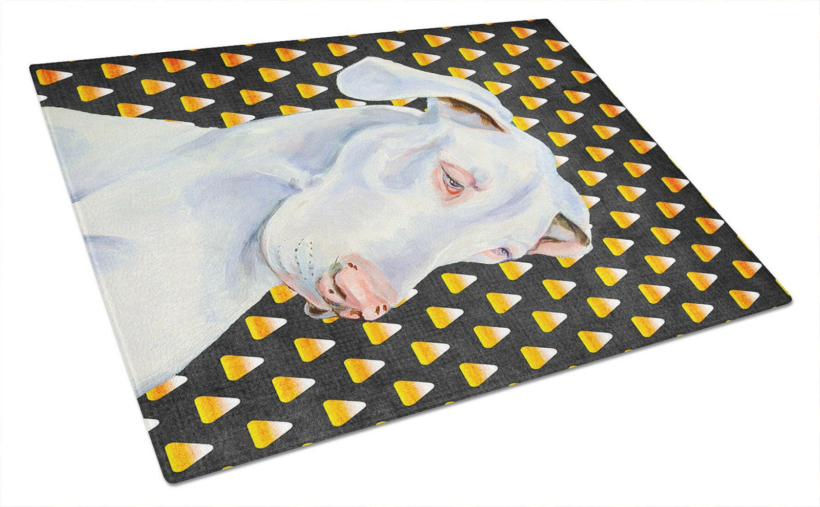 Great Dane Candy Corn Halloween Portrait Glass Cutting Board Large by Caroline's Treasures