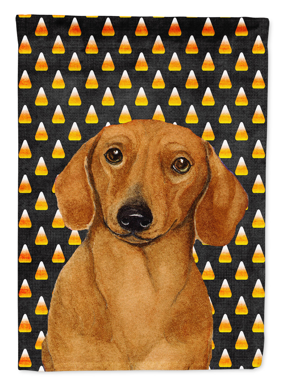 Dachshund Candy Corn Halloween Portrait Flag Canvas House Size  the-store.com.