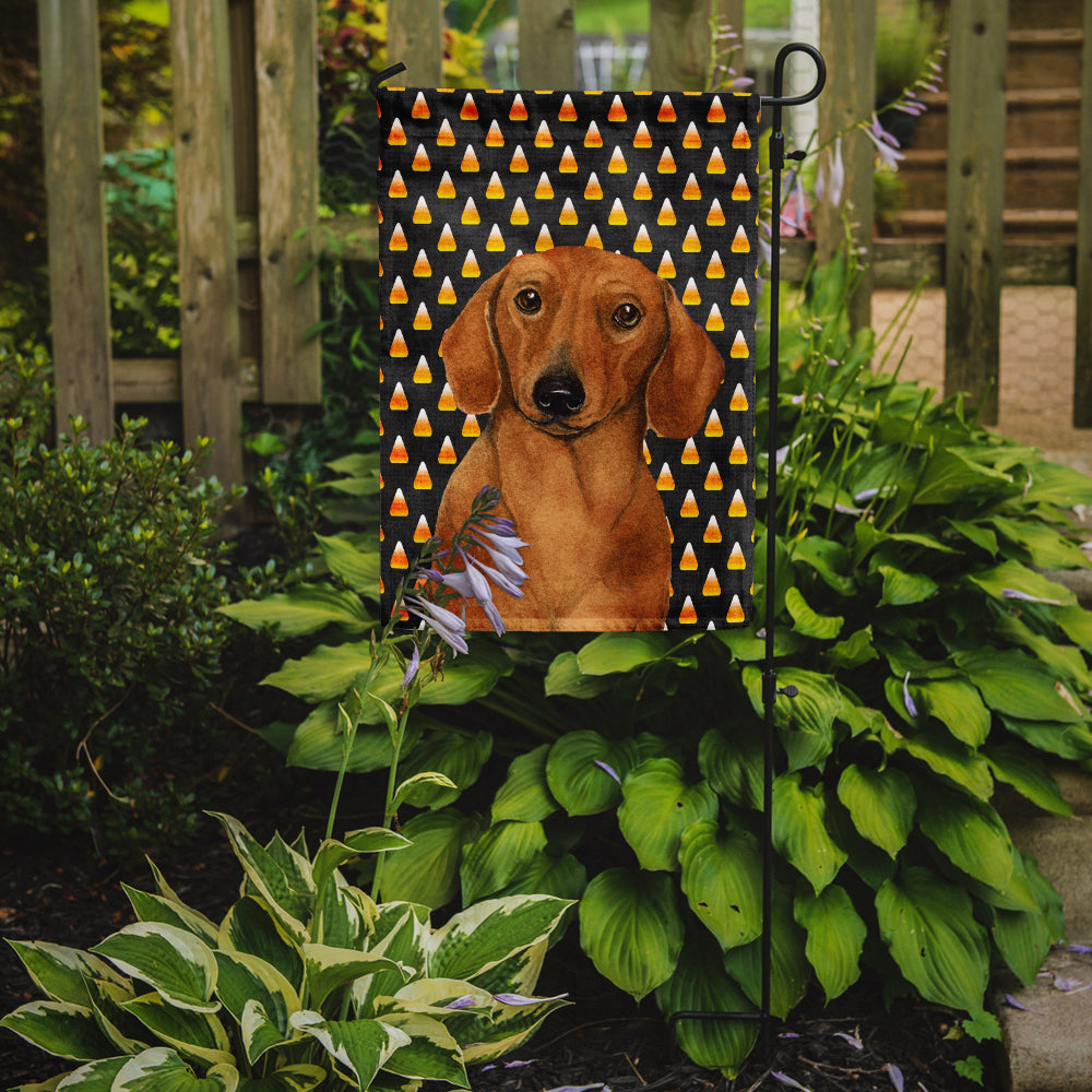 Dachshund Candy Corn Halloween Portrait Flag Garden Size.