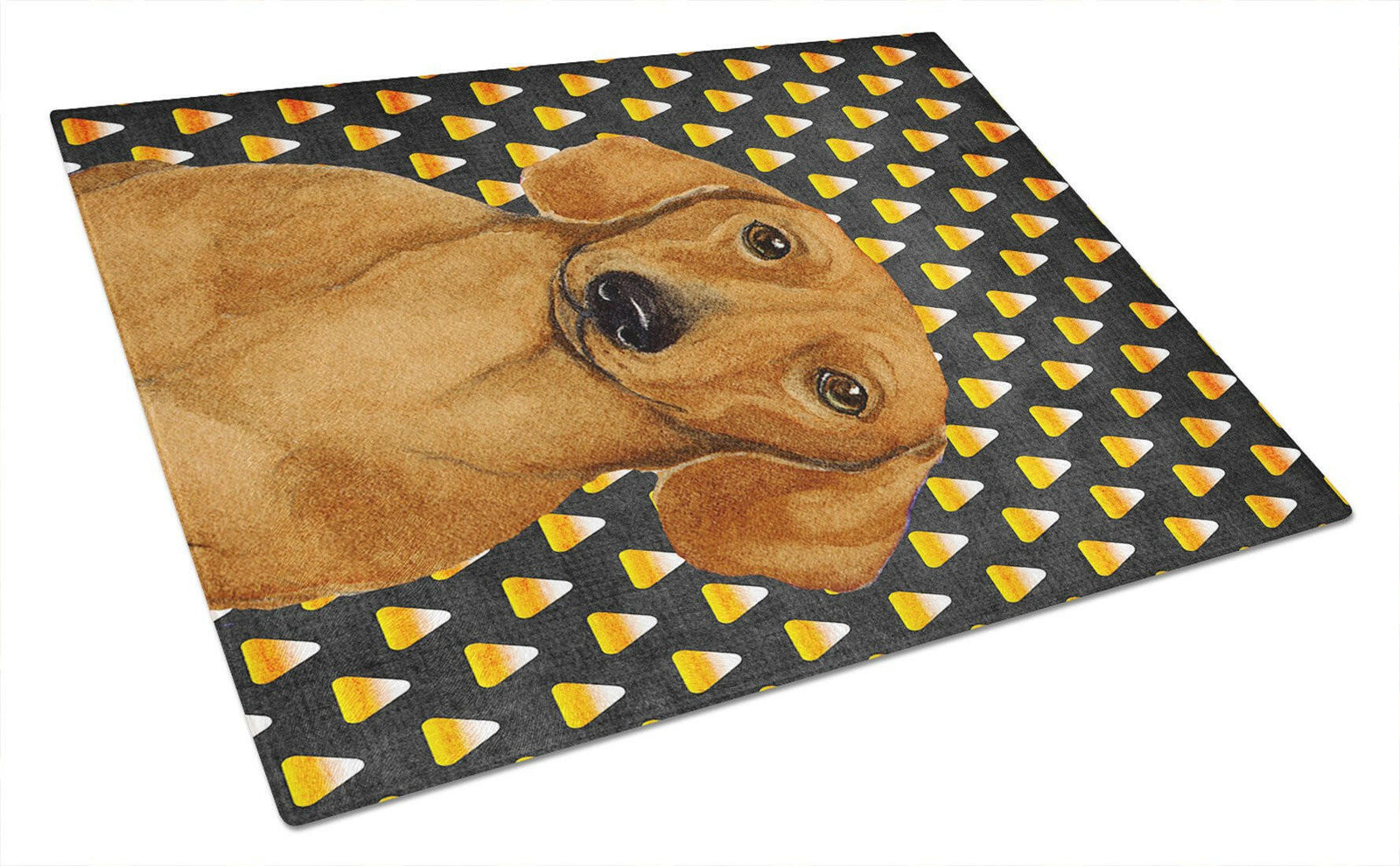 Dachshund Candy Corn Halloween Portrait Glass Cutting Board Large by Caroline's Treasures